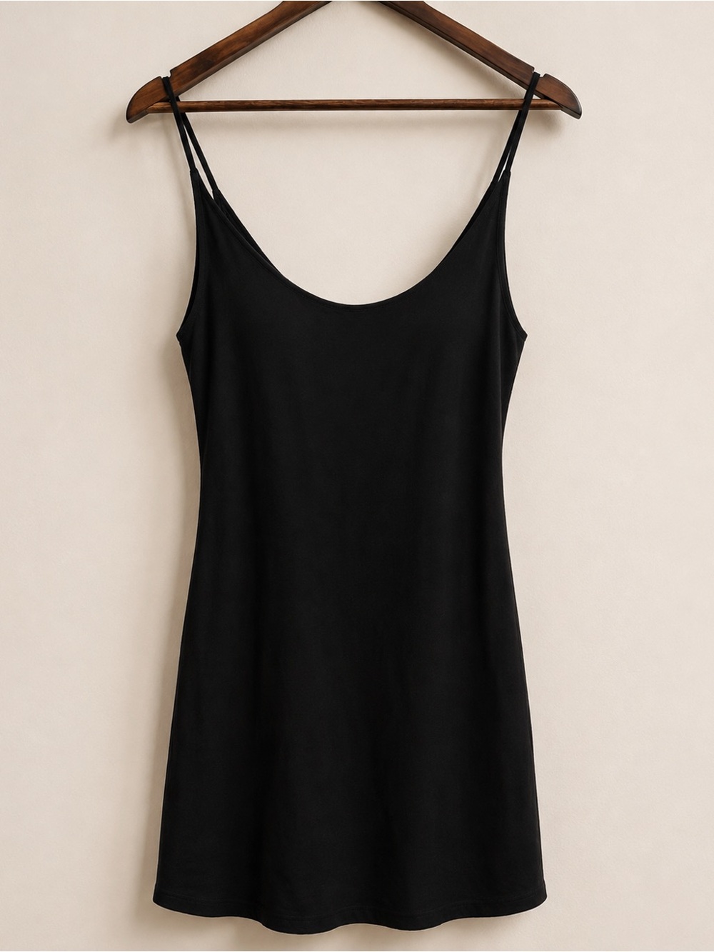 Ava Sky Black Dress with Slim Double Straps